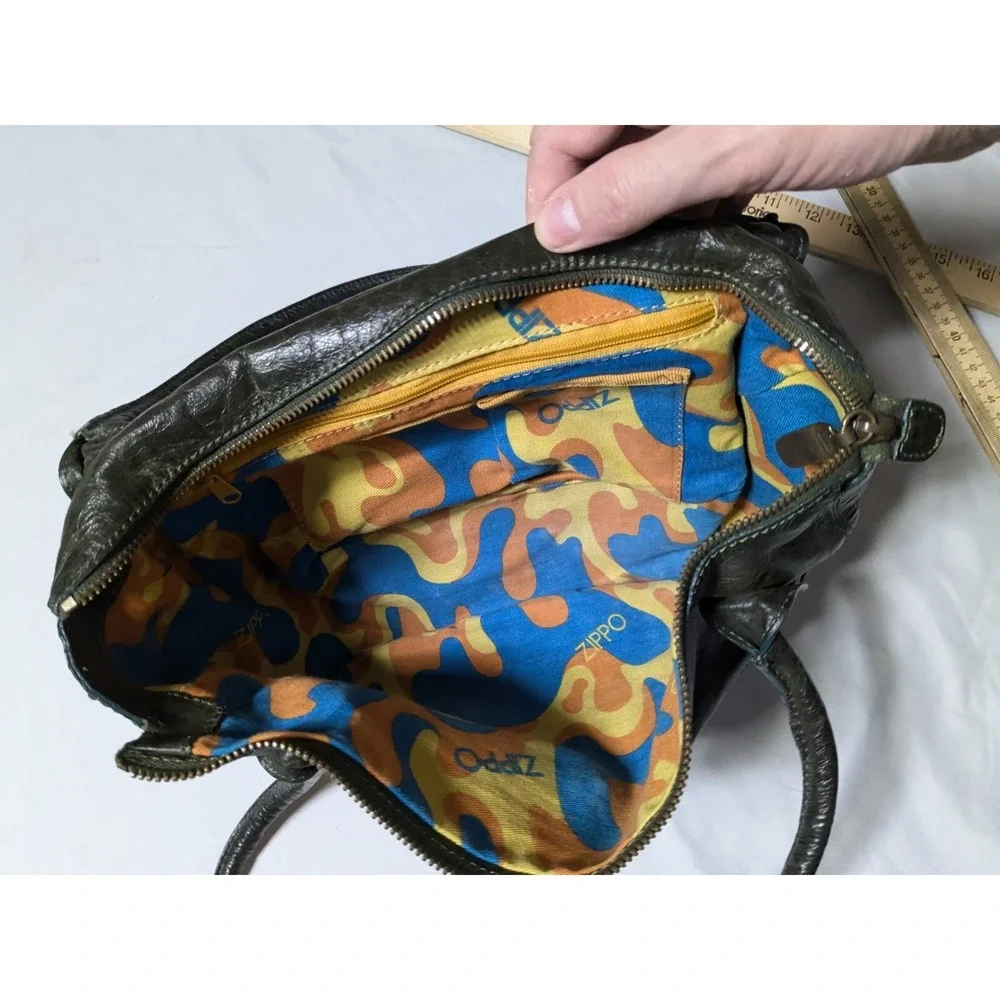 VTG ZIPPO Women Green Leather Shoulder‎ Bag